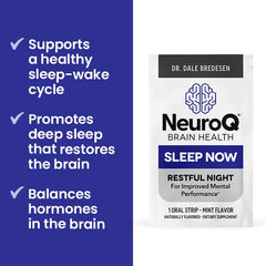 LifeSeasons NeuroQ Sleep Now mint strip being dispensed for easy nightly use.