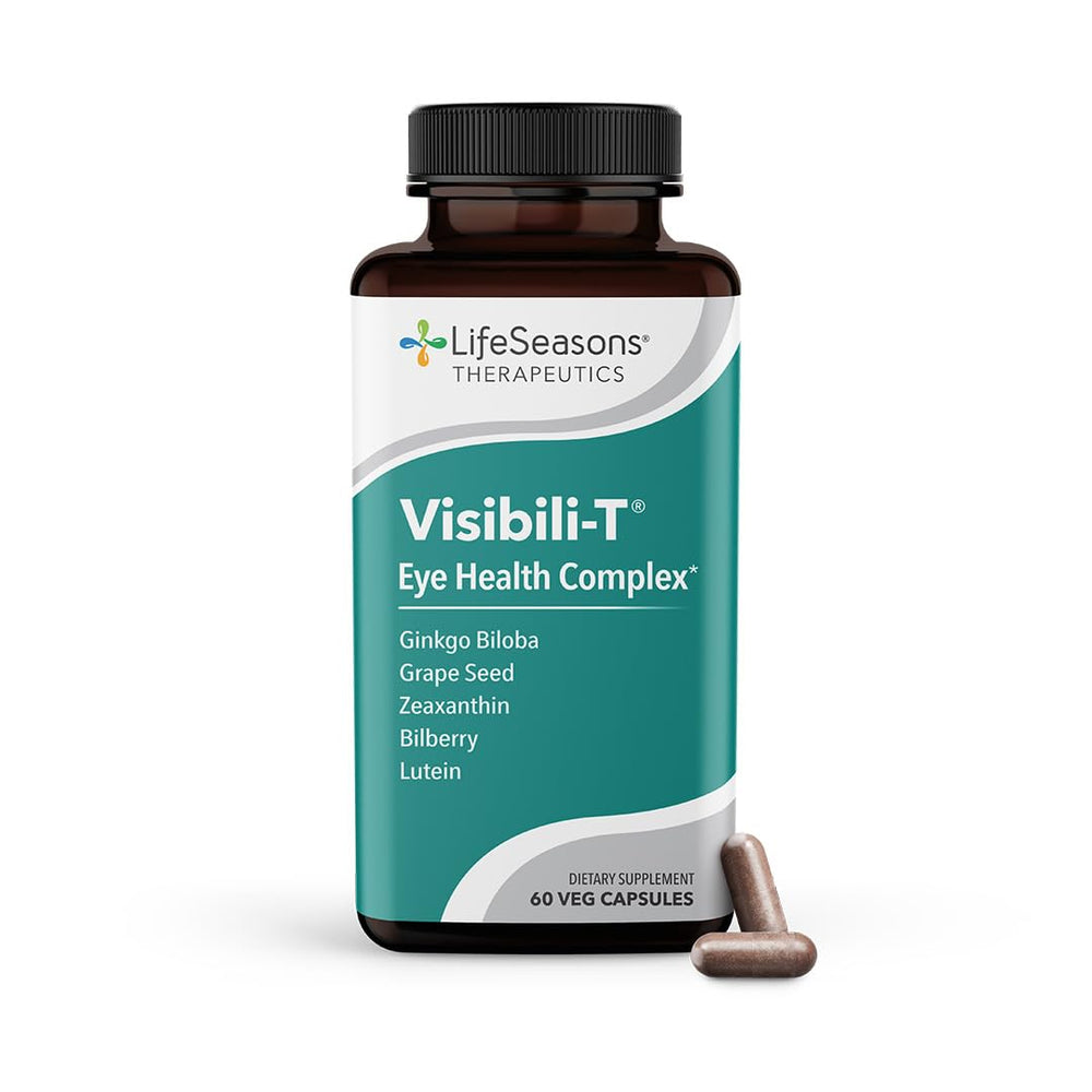 LifeSeasons Visibili-T eye health bottle promotes daily vision support.