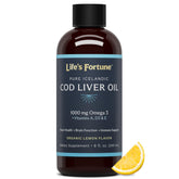 Life's Fortune cod liver oil lemon bottle highlights premium packaging for daily wellness.