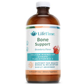 LifeTime liquid calcium magnesium bottle with strawberry flavor for daily bone support