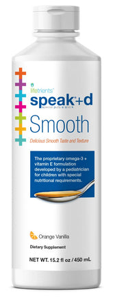 Lifetrients Speak+D Smooth orange vanilla bottle supports kids' nutritional needs