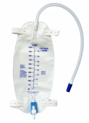 LifeVV Easy-Tap Leg Bag 32oz 3-pack on display for portable drainage.