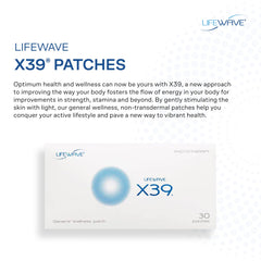 Closeup of LifeWave X39 showing patented light technology used for wellness support.