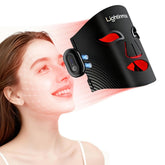 LightinMax red light therapy mask worn on the face for convenient at-home sessions.