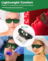 LIGHTMEUP red light glasses worn for extended comfort during sessions
