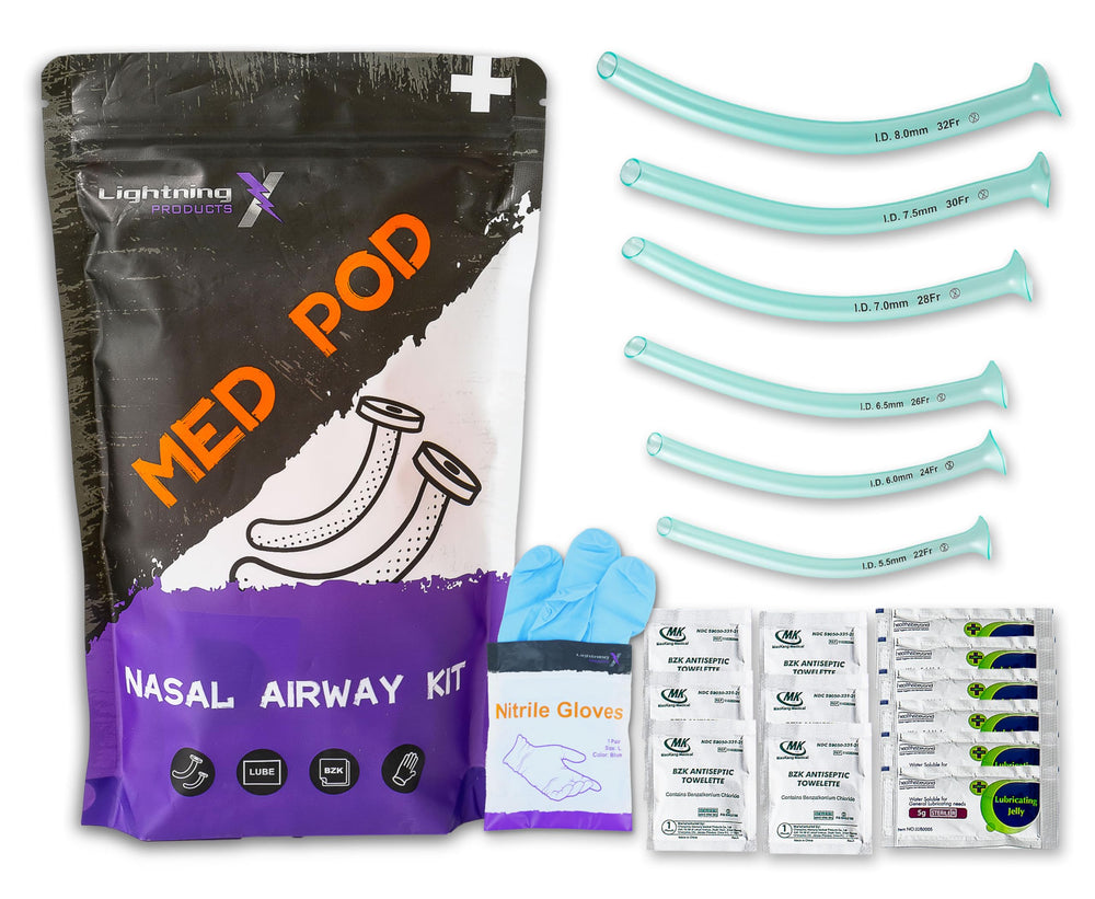 Lightning X Deluxe NPA6 showing six sizes for customizable airway fit and safety