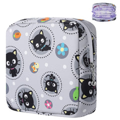 Likesing period bag gray cat front view, portable sanitary napkin storage for daily use.