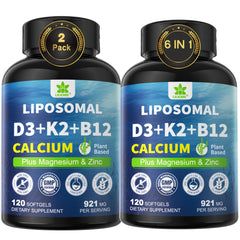 LILICARE 6-in-1 liposomal D3 K2 calcium softgels in bottle for everyday bone support