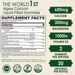 LILICARE close-up of ingredients label showing 600 mg calcium and 300 mg magnesium in a 2:1 ratio.