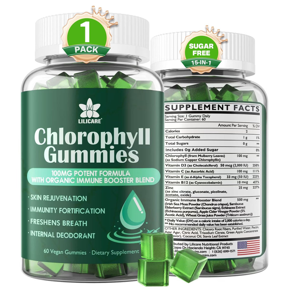 LILICARE Chlorophyll Gummies packaging promotes daily immune-support wellness.