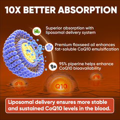 LILICARE liposomal CoQ10 graphic illustrating enhanced absorption