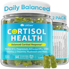 LILICARE cortisol gummies bottle front for daily stress balance.