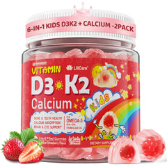 LILICARE D3K2 liquid-filled gummies bottle pour enhances nutrient delivery for bone support
