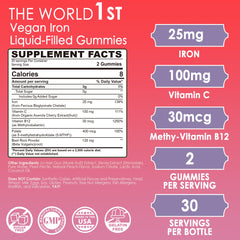 LILICARE Iron Gummies being poured—convenient daily iron support.