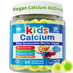 Lilicare Kids Calcium Gummies with algae calcium support strong bones and teeth.