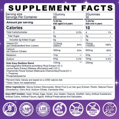 LILICARE Kids Sleep Gummies bottle back shows clear dosage guidance for parents.