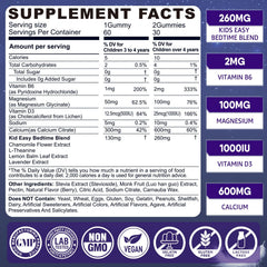 LILICARE Kids Sleep Gummies bottle label highlights magnesium glycinate and calming ingredients for restful nights.