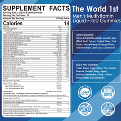 LILICARE Men's Gummies bottle-back highlights vegan, sugar-free formula for daily wellness