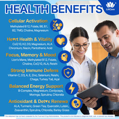 LILICARE methylated multivitamin gummies bottle side displays key methylated nutrients.