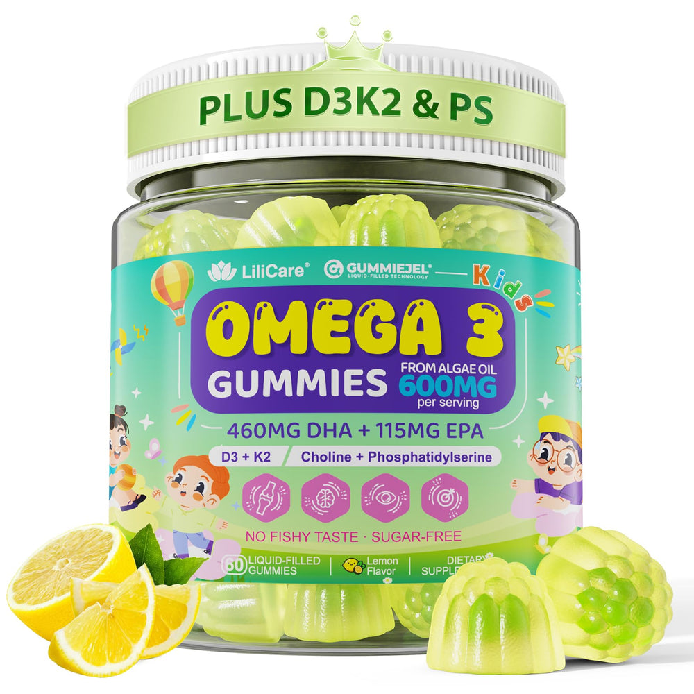 LILICARE Omega-3 for Kids bottle with lemon flavor for simple daily nutrition