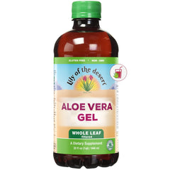 Lily of the Desert Aloe Gel bottle shows whole-leaf formula for gut wellness.