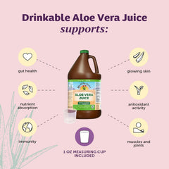 Lily Of The Desert Aloe Vera Juice image emphasizes Aloesorb for bio-active benefits.