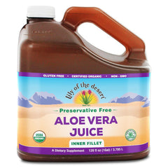 Lily of the Desert Aloe Vera Juice bottle promotes digestive wellness.