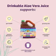 Lily of the Desert Aloe Vera juice cup for precise daily dosing.