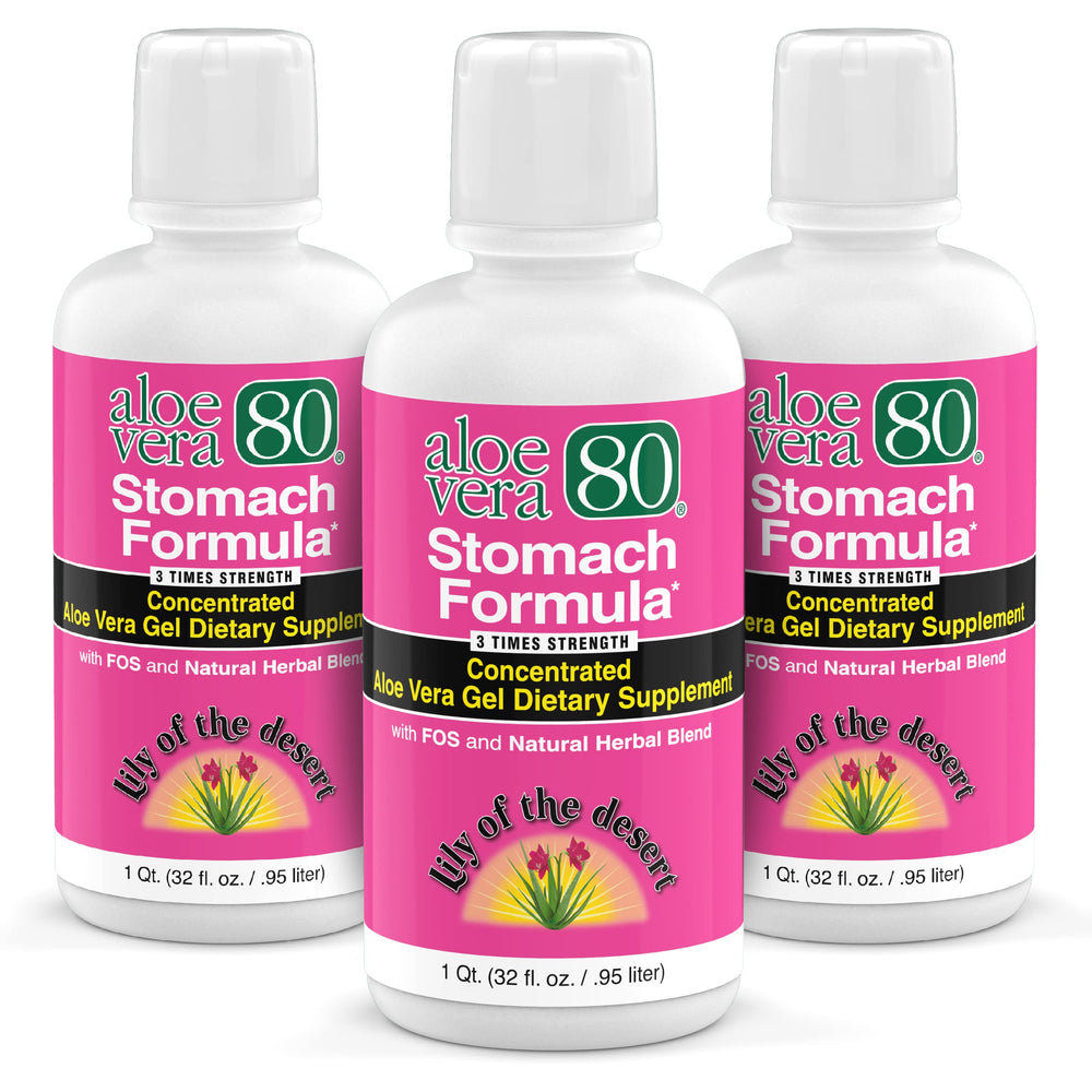 Lily of the Desert Stomach Formula bottle supports digestive comfort with easy dosing.