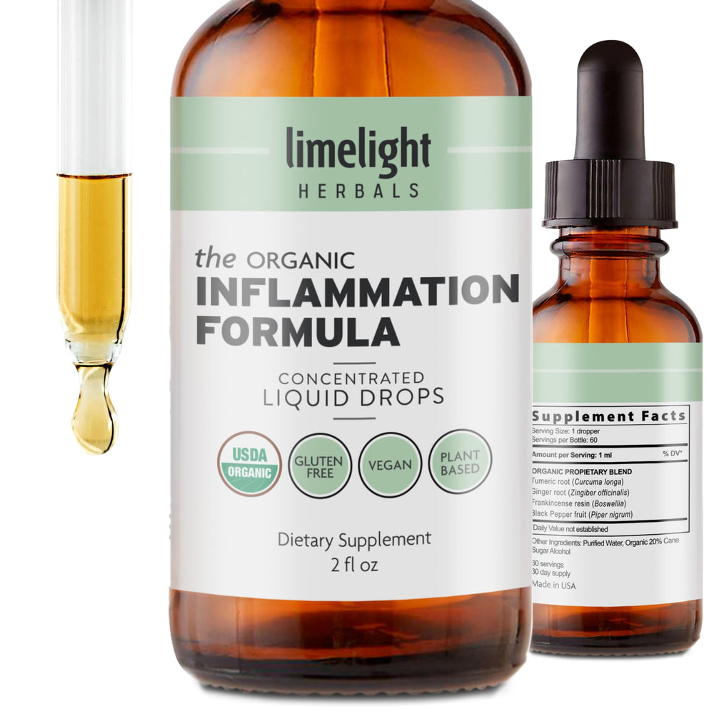 Limelight Herbals inflammation liquid bottle supporting joints and mobility.