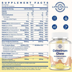 Lipmaxmall colostrum chews vanilla texture close-up showcases tasty wellness bite.