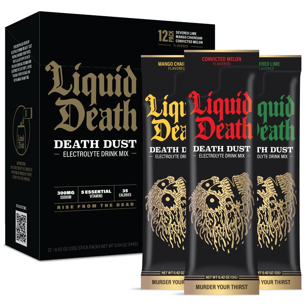 Liquid Death Severed Lime electrolyte dust packet for on-the-go hydration.