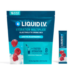 Liquid I.V. Arctic Raspberry packet ready to dissolve for on-the-go hydration