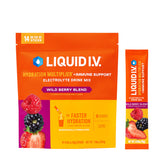 Liquid I.V. Hydration Multiplier Wild Berry pack for on-the-go hydration and immune nutrients.