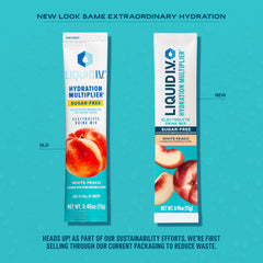 Packaging highlights eight vitamins and nutrients in Liquid I.V. Rainbow Sherbet.