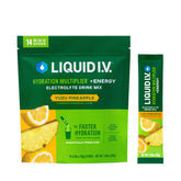 Liquid I.V. Hydration Multiplier + Energy yuzu pineapple packet for on-the-go hydration.