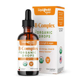 LIQUIDHEALTH Vitamin B Complex bottle close-up showing organic formula for energy support