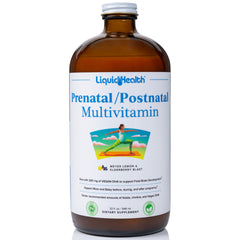 LIQUIDHEALTH Prenatal bottle pour demonstrates easy dosing and fast absorption.