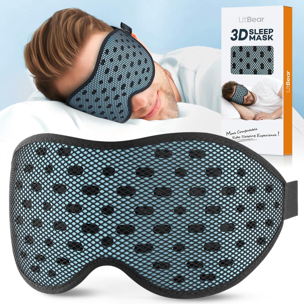 LitBear breathable sleep mask in ice blue keeps you cool and comfortable all night