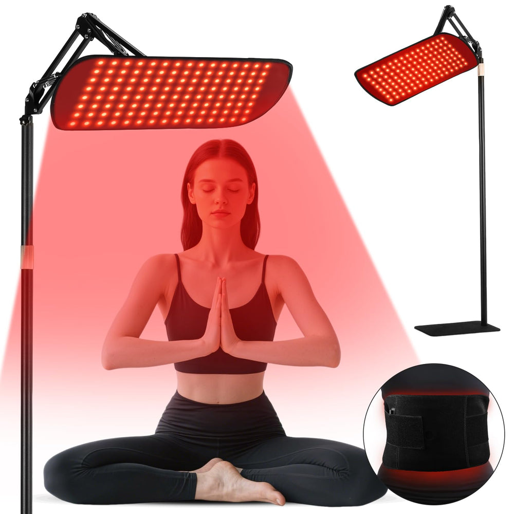 LitDUCK 135 red light panel on a sturdy stand for at-home sessions.