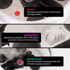 Lite Delight foot spa bubble jets provide gentle bubbles for relaxing circulation