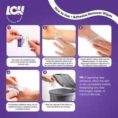 Livaclean Health wipes gently lift residue from bandages without sting.