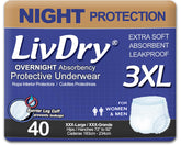 LivDry 3XL overnight diapers front view with soft cloth-like fabric for all-night comfort.