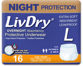 LivDry Adult Diapers Overnight: discreet protection for a restful night's sleep.