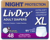 LivDry Adult XL Overnight Underwear image shows secure fit for overnight protection.