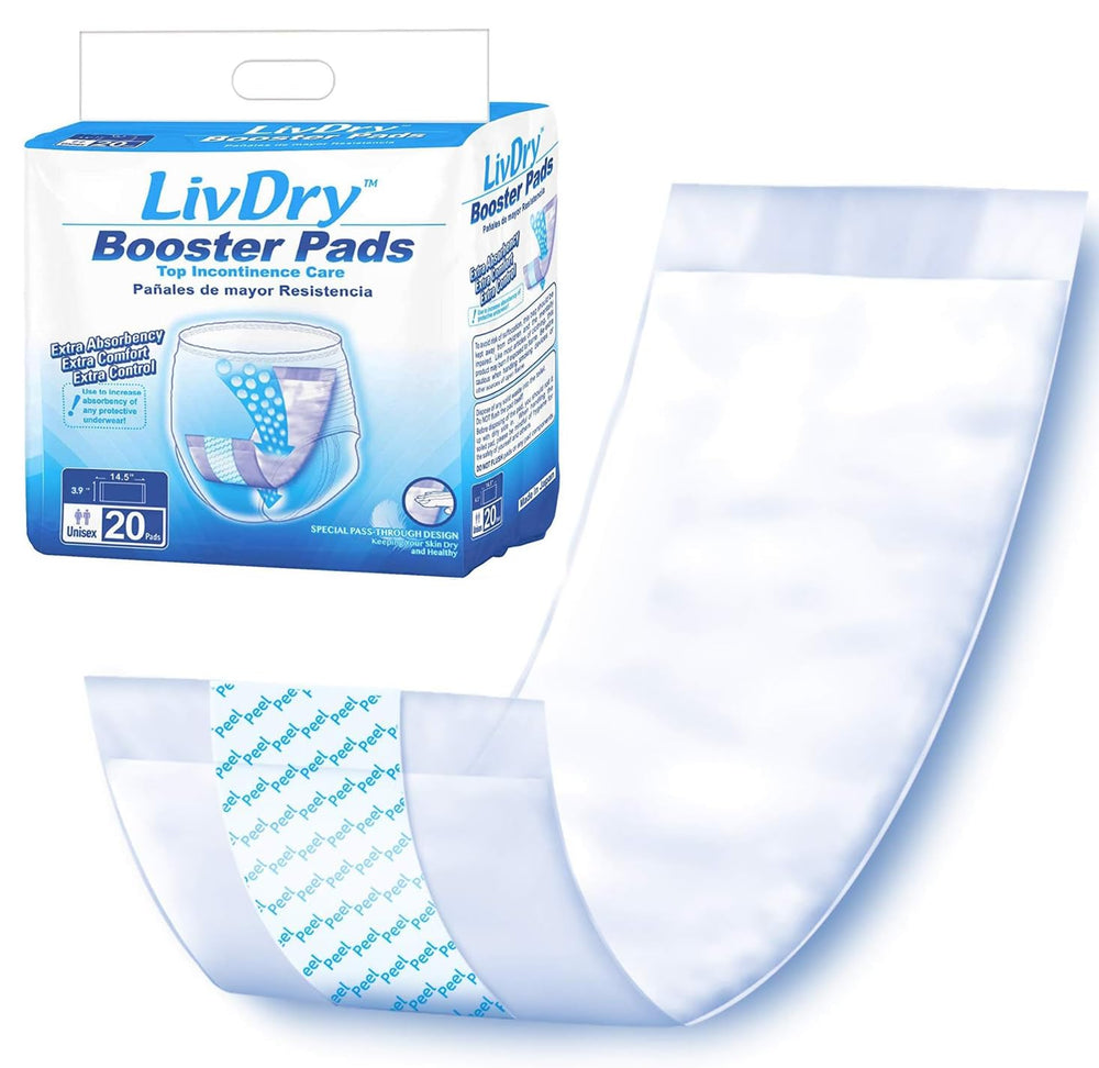 LivDry booster pad showing enhanced absorbency with standard underwear.
