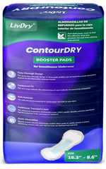 LivDry ContourDry Booster Pad XL secured with adhesive strip for quick placement.