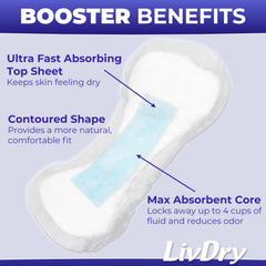 LivDry ContourDry Booster Pad XL shows flow-through design extending diaper life.