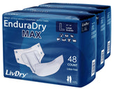 LivDry EnduraDry Max tabs secure brief for a comfortable, all-day protection.