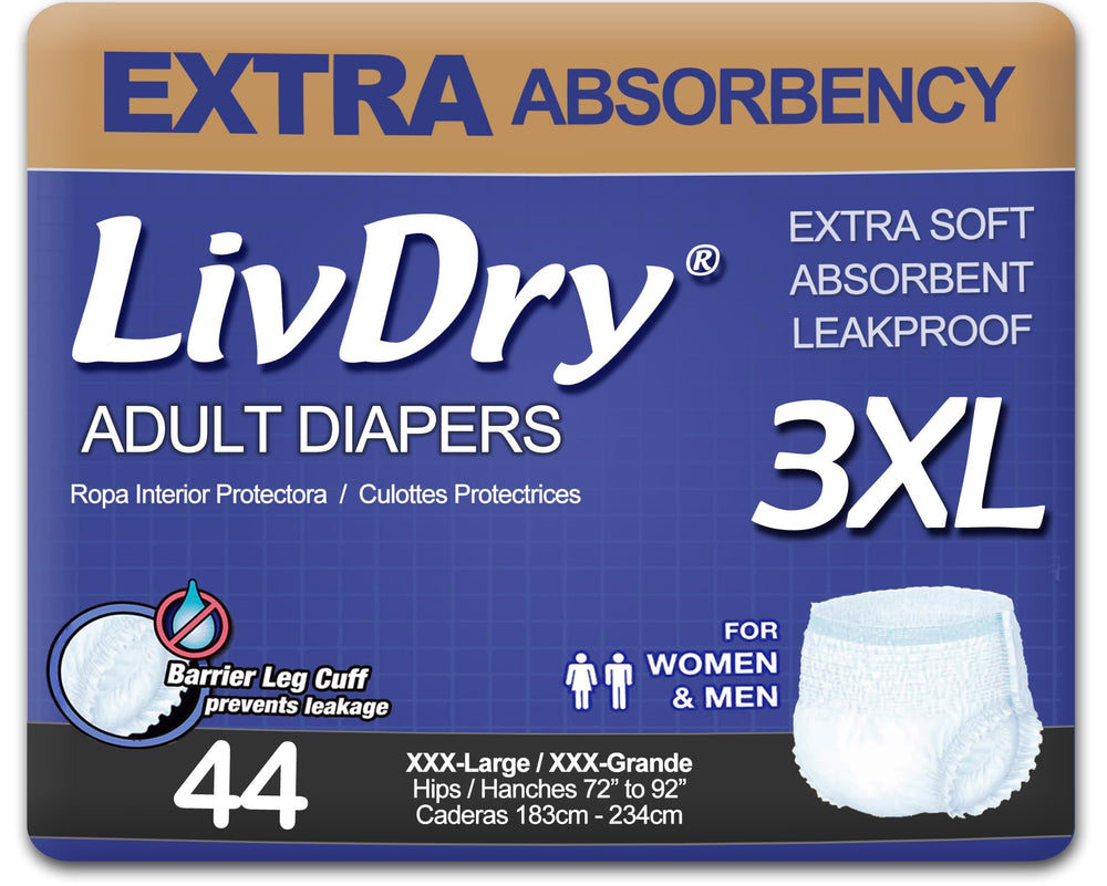 LivDry XXX-Large underwear front view with barrier cuff for leak protection.